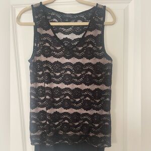 The Limited Black and Cream Lace Tank Top